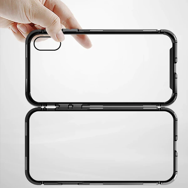 Baseus İPhone Xs Max Arkası Cam Manyetik Metal Frame Kılıf-(5775) - Görsel 6