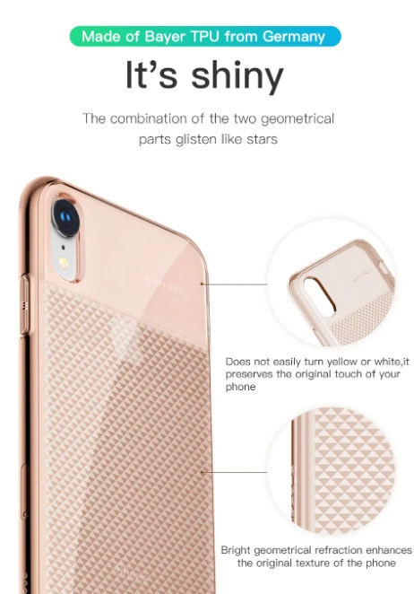 Baseus İphone Xr 6.1 Glistenıng Şeffaf Lüx Silikon Kılıf-(5775) - Görsel 3