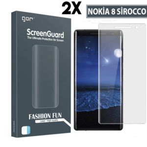 Gor Nokia 8 Sirocco 3d Kavisli Full Darbe Emici Ekran Koruyucu 2 Adet Set-(5775)