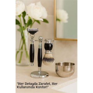 HSNET Koleksiyon Tıraş Seti – 304 Cerrahi Çelik & Kemik Saplı | Çift Cidarlı Tıraş Tası Icardi Collection