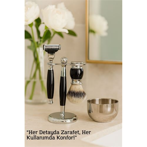 HSNET Koleksiyon Tıraş Seti – 304 Cerrahi Çelik & Kemik Saplı | Çift Cidarlı Tıraş Tası Icardi Collection