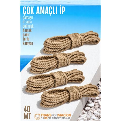 HSNET Çok Amaçlı Kalın İp Hamak İpi - Çamaşır İpi Salıncak İpi Atlama İpi 40 Metre
