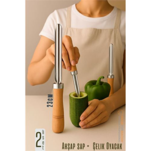 HSNET Oyacak - 2 Lİ SET Dolmalık Kabak ve Biber Patlıcan Oyacağı 304 Paslanmaz Çelik