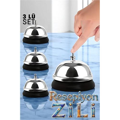 HSNET Resepsiyon Zili - Resepsiyon ve Restoran İçin Zil - Resepsiyon Çağrı Zili 3 lü set