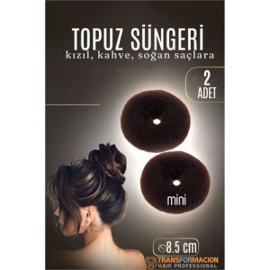 HSNET KAHVE Mini Saç Topuz Süngeri  2 ADET 8.5 CM Çap 3.5 cm Kalınlık