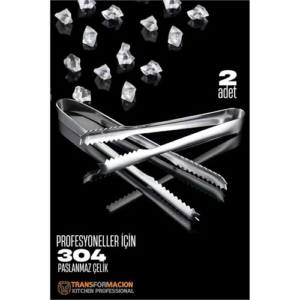 HSNET Buz Maşası - Şeker Limon Maşası Kokteyl Servis Maşası 2li PAKET 304 Paslanmaz Çelik