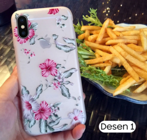 İphone X Xs 3d Gül Desenli Premium Silikon Kılıf-(5775)