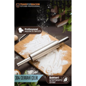 HSNET Çelik Merdane - Profesyonel Hamur Açma Merdanesi - 304 Paslanmaz Çelik Mutfak Merdanesi