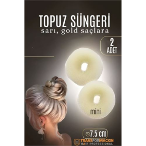 HSNET GOLD Mini Saç Topuz Süngeri  2 ADET 7.5 CM Çap 3 cm Kalınlık