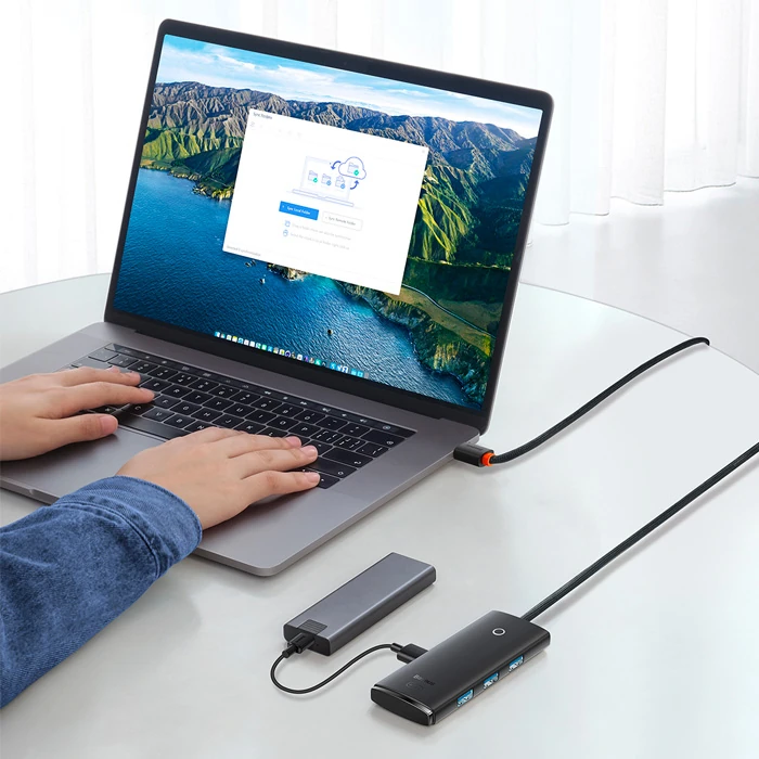 Baseus Lite Series 4 Portlu USB to USB 3.0 HUB Adaptör Çoklayıcı 25cm-(5775) - Görsel 3
