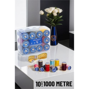 HSNET 10 Renk 1000 Mt Kutulu Mezuralı Dikiş İpliği Seti