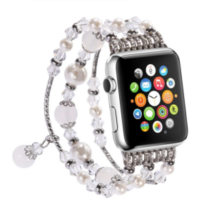 Ally Apple Watch 7-8 41mm 6-5-4 40mm Boncuk Taşlı Lux Kordon Kayış 3-2-1 38mm-(5775)