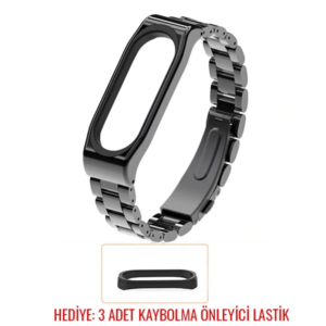 Mijobs Xiaomi Mi Band 4-3 Aklıllı Saat 3 Bakla Çelik Kayış Kordon-(5775)