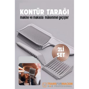 HSNET Kuaför Berber Kavisli Kontur Kesim Tarağı 2 li SET