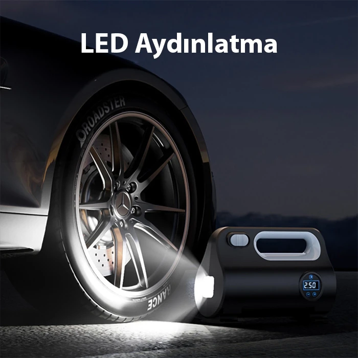 Ally ST-5523 LED Işıklı Taşınabilir Hava Pompası Kompresör Araç Lastik Şişirme Makinesi-(5775) - Görsel 3