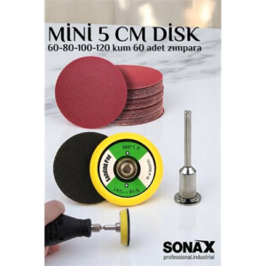 HSNET Pimli Mini Cırt Zımpara Taban Seti Gravür Ve Matkap Uyumlu 5 cm 60 Adet Zımparalı Set