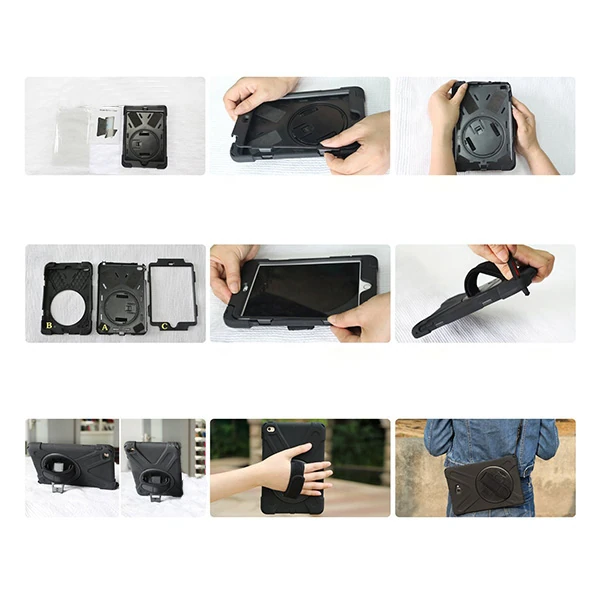 İpad Mini 4/ 5 Shockproof 3 Katmanlı Standlı Zırh Kılıf-(5775) - Görsel 5