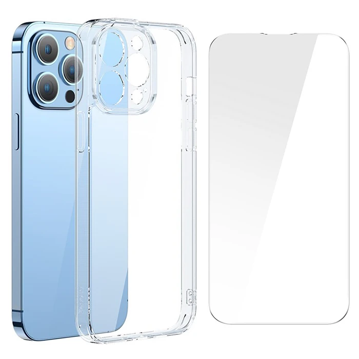 Baseus SuperCeramic Series iPhone 14 Pro 6.1 Koruyucu Cam Kılıf + Full Tempered Ekran Koruyucu Set-(5775)