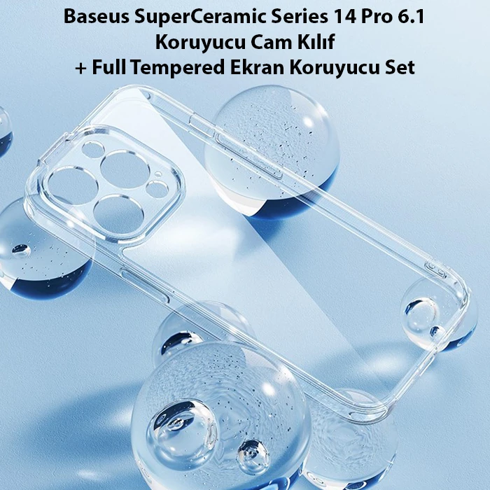 Baseus SuperCeramic Series iPhone 14 Pro 6.1 Koruyucu Cam Kılıf + Full Tempered Ekran Koruyucu Set-(5775) - Görsel 2