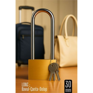 Long 30 mm Uzun Kelepçeli Bavul ve Çanta Asma Kilidi – 3 Anahtarlı Dolap ve Seyahat İçin Güvenli