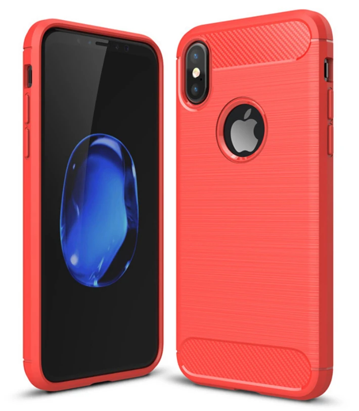 İphone XXS Dark Ultra Koruma Karbon Fiber Silikon Kılıf-(5775)