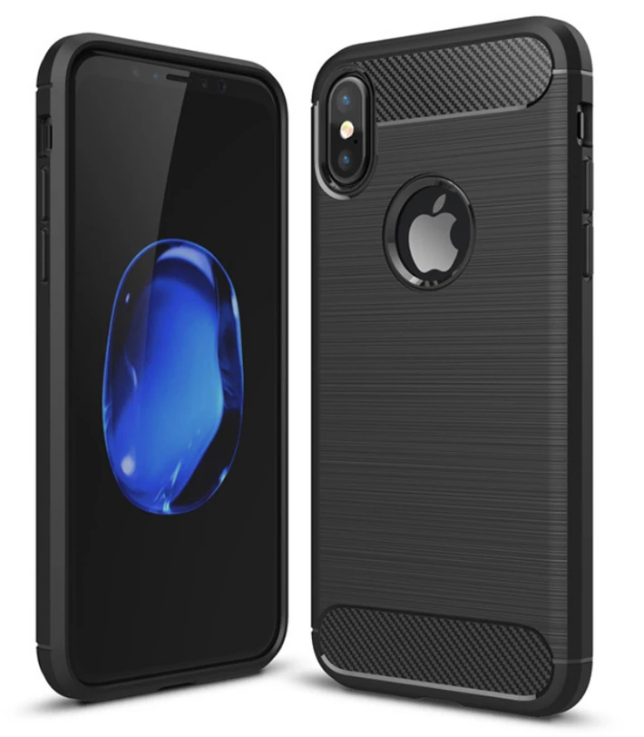 İphone XXS Dark Ultra Koruma Karbon Fiber Silikon Kılıf-(5775) - Görsel 2