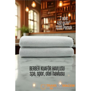HSNET Kuaför Berber Havlusu 2 ADET Pamuk Berber Havlusu 50x90 Beyaz
