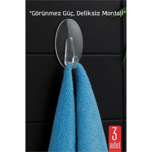 HSNET 3 lü Şeffaf Kendinden Yapışkanlı Duvar Askısı – 5.5 x 3.2 cm | İz Bırakmaz Güçlü Tutuş