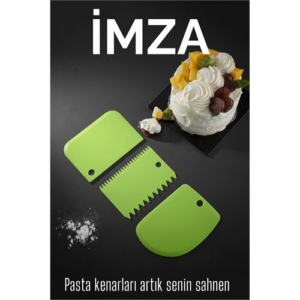 3’lü Dekoratif Şekillendirme Aparatı Hamur Pasta Kesici Kazıma  (Düz Dişli Kavisli)