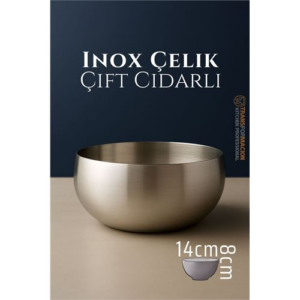 HSNET Çift Cidarlı Kase - Inox Çelik Kase  14 cm