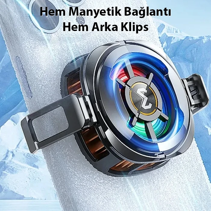 MEMO CX06 iOS Android Soğutucu 15W Manyetik + Arka Klips 2'si 1 Arada Yarı İletken Soğutma Fanı Radyatörü-(5775) - Görsel 4