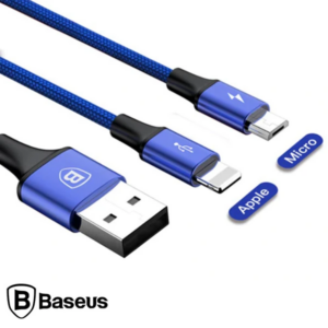 Baseus Rapid Series 2in1 İphone+ Micro Usb 3.0A Usb Kablo Şarj 120cm-(5775)