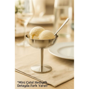 HSNET Gümüş Inox Çelik Ayaklı Dondurma ve Sunum Kasesi – Tatlı Lokum ve Sunum Kabı