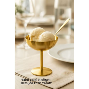 HSNET Gold Inox Çelik Ayaklı Dondurma ve Sunum Kasesi – Tatlı Lokum ve Sunum Kabı