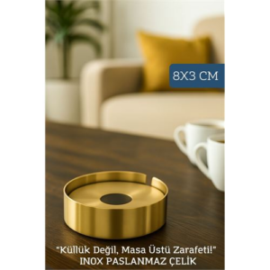 HSNET Gold Inox 1 MM Scotch Çelik Küllük – 8 cm x 3 cm | Modern Hijyenik ve Dayanıklı Tasarım