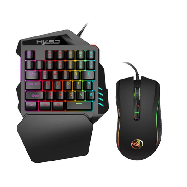 HXSJ V100+ A869 Gaming 7200 DPI 7 RGB ışıklı Oyuncu Klavye+Oyuncu Mouse-(5775)