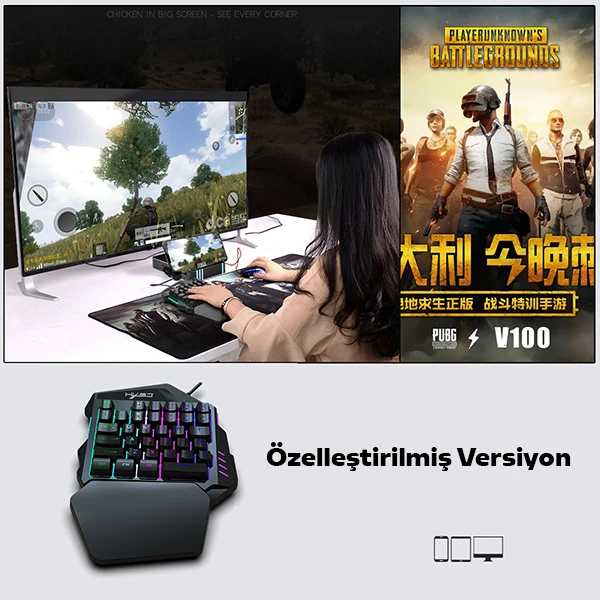 HXSJ V100+ A869 Gaming 7200 DPI 7 RGB ışıklı Oyuncu Klavye+Oyuncu Mouse-(5775) - Görsel 2