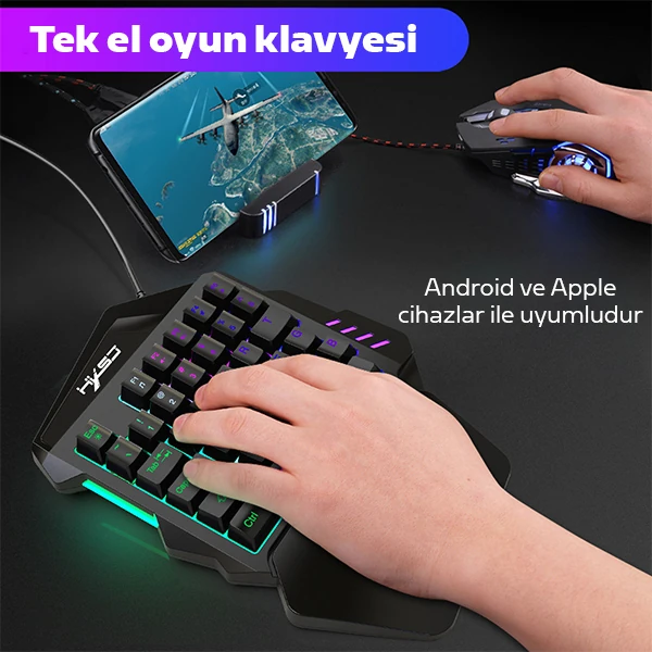 HXSJ V100+ A869 Gaming 7200 DPI 7 RGB ışıklı Oyuncu Klavye+Oyuncu Mouse-(5775) - Görsel 3