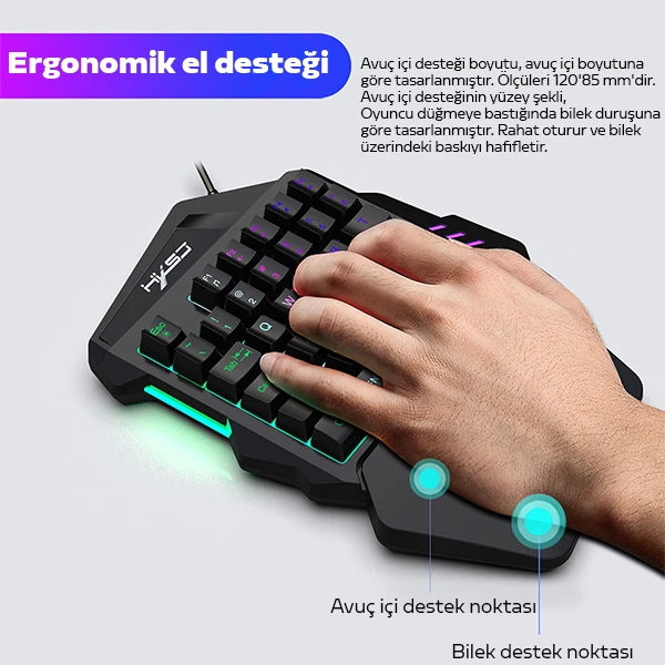 HXSJ V100+ A869 Gaming 7200 DPI 7 RGB ışıklı Oyuncu Klavye+Oyuncu Mouse-(5775) - Görsel 4