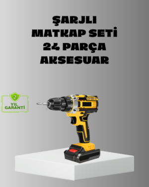 Şarjlı Darbeli Matkap Seti – 2 Bataryalı 24W Güç 24 Parça Aksesuar LED Işıklı