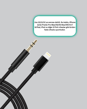 iPhone Uyumlu Lightning – 3.5mm Aux Adaptör Kablo Stereo Ses Aktarım