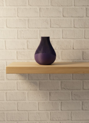 11 cm Mor Minimal Çizgili Vazo Masa Üstü Şık Dekor Objesi