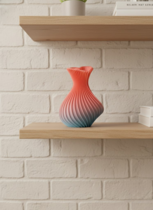 3D Dalga Desenli Kalp Formlu Dekoratif Vazo Pembe 15 cm