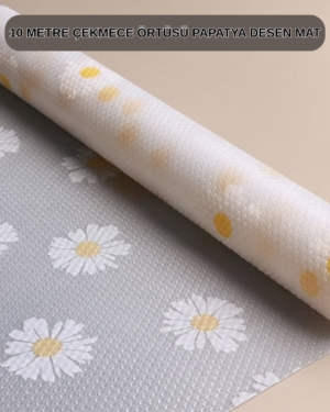 10 Metre Papatya Desenli Kaymaz Çok Amaçlı Dolap İçi Örtü