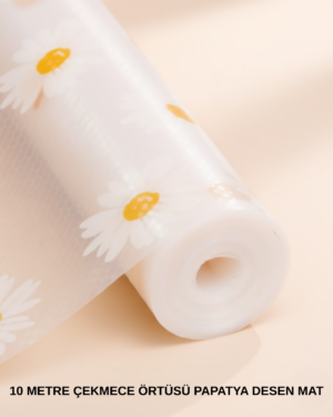 10 Metre Papatya Desenli Yapışmaz Kaydırmaz Çekmece Örtüsü