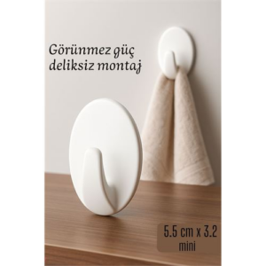 Mini Kendinden Yapışkanlı Duvar Askısı – 5.5 x 3.2 cm | İz Bırakmaz Güçlü Tutuş