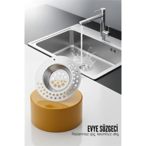 Evye Süzgeci 7.1 cm Paslanmaz Çelik  - Mutfak Lavabo Gider Süzgeci Seti Tıkanma Önleyici