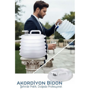 Akordiyon Bidon - Katlanabilir Lüks Su Taşıma Ünitesi | 10L Şeffaf Tasarım
