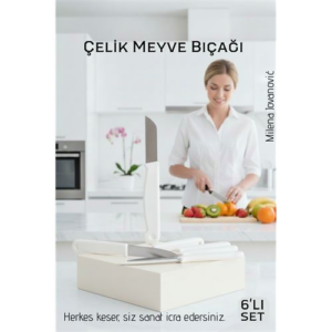 6'lı Premium Paslanmaz Çelik Meyve Bıçağı Seti - Beyaz Saplı Keskin Soyma Bıçağı Takımı