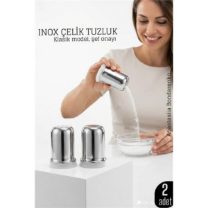 Inox Mini Tuzluk - 2 li SET Paslanmaz Çelik – 6x35 cm Şık Sofra Yardımcısı